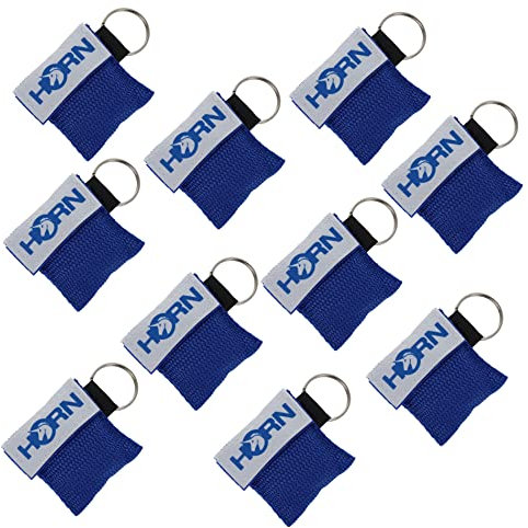 Horn Medical Notfall-Beatmungstücher im Schlüsselanhänger, Horn-Key, 10er Set, Blau