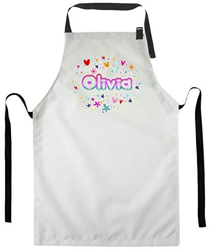 Ferocity Personalisierter Kinderschürze Kind Malschürze Kunstkittel Kochschürze Apron Werkschürze mit einem motiv Weiß Süß mit Namen[074]
