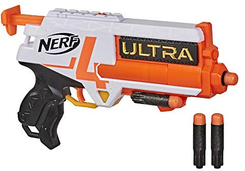NERF Ultra Four Dart Blaster -- 4 Ultra Darts, Single-Shot Blasting, 2-Dart Storage -- Compatible Only Ultra Darts
