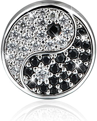 GNOCE Yin und Yang Diagramm Charm Bead 925 Sterling Silber Die Kraft der Natur Charm mit CZs Fit für Armband/Halskette Weihnachtszauber Geschenke für Frauen Männer