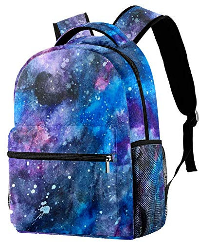 LORVIES Wasserfarben-Galaxie-Rucksack, Schulter-Rucksack, Büchertasche für Schule, Studenten, Reisetaschen