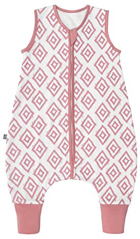 emma & noah Baby Schlafsack mit Füßen 2.5 TOG, Strampelsack für den Herbst und Winter, Bio-Baumwolle, OEKO-TEX Zertifiziert, Kuscheliger Schlafsack für Neugeborere (Rauten Rosa, 70 cm)