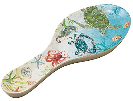 Supreme Housewares Melamine Spoon Rest Spoon Holder Kitchen Utensil Holders 9.625 Inch for Kitchen Counter Dining Table (Sealife Crab)
