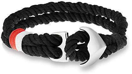 Wolflock Ankerarmband unisex schwarz & blau maritimer Schmuck Anker Edelstahl