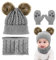 CheChury Kinder Winter Gestrickter Mütze Schal Handschuhe Sets, Warm Winterschal Warme Schlupfmütze Winter Hat Slouchy Schlauchschal Set, 0-36 Monate Baby-C-Grau-One Size