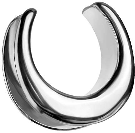 Halbrunder Flesh Tunnel Ohr Plug Piercing Sattel Spreader Halbrund Creole Stretcher Ohrring Ohrpiercing Stahl Tribal Silber 14mm
