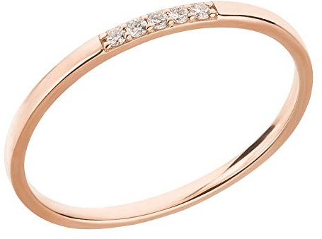 Ardeo Aurum Damenring aus 375 Gold Roségold mit 0,05 ct Diamanten Brillant Vorsteckring schmal Stapelring Gr. 60