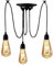 YNXing Edison - Lampadario a sospensione regolabile, colore nero, 1/3/5/6 testa (3 supporti per lampadine)