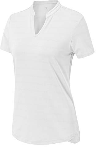 YSENTO Womens Running Sports T-Shirts Short Sleeve Ladies Golf Tennis Yoga Tops V-Neck Active Tee(White,M)