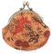 Oyachic Floral Buckle Coin Purses Vintage Pouch Kiss-Lock Change Purse Wallets PU Wood Grain Key Holder Coin Bag Make Up Bag (Palm Leaves)
