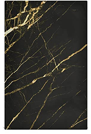 Dallonan Kitchen Towels Set of 4 Marble Black And Gold Texture Style Polyester Soft Absorbent Dishcloths Decorative Towels for Kitchen Hand Towels, Dish Towel, Tea Towels, 28x18 Inch