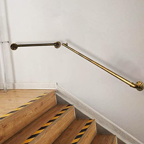 Vintage Outdoor-Treppenhaus-Handlauf-Greifer-Schiene, an der Wand montierte Indoor-Bänder direkt an-Hand-Schiene, Metall-Schmiedeeisen-Home-Korridor-Geländer-Klammern-Kit, Gold-Kupfer (30 cm ~ 600cm)
