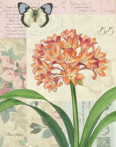 Feeling at home KUNSTDRUCK auf MATTE PAPIER 220gr Clivia Blumencollage Gladding Pamela - Blumen vertikale Poster Blumenblume orange Fuscia ye Bild auf Papier cm_96_X_76