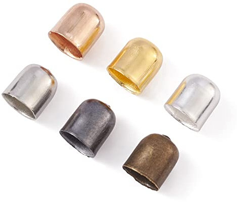 Airssory 300 tappi terminali in 6 colori in ferro con colla, terminali in pelle, per fai da te, nappe, bracciali, collane, ciondoli e gioielli