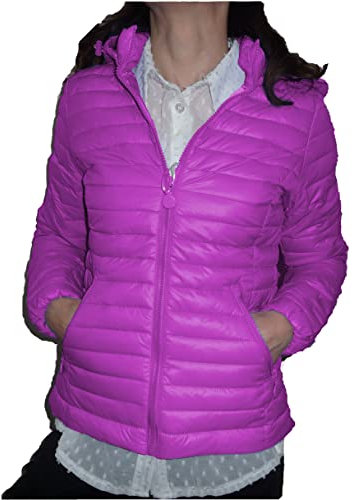 Fantasy Giacca 100 Grammi Leggera Foderata Avvitata Ecologica Piumino Trapuntino Cappuccio Mezza Stagione Donna Ragazza Moda (S 40 It Donna, Ciclamino)
