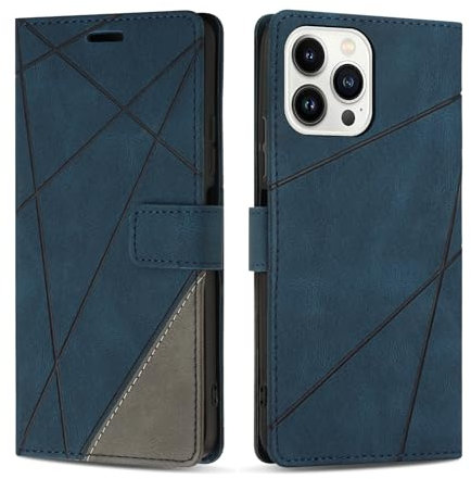 SONWO Cover per iPhone 14 PRO Custodia, Flip Caso in PU Pelle Case Cover Premium Portafoglio Custodia per iPhone 14 PRO (6.1), Supporto Stand, Slot per Schede, Blu