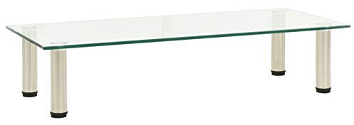 TV-Tisch 80x35x17 cm Transparentes Hartglas, robust und langlebig, moderne Design, 8 mm starkes Glas, Edelstahlrahmen, für Wohn- und Schlafzimmer
