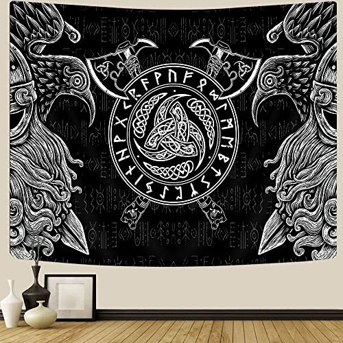Nordischer Wikinger-Tapisserie, Odin Krieger, Schwert, Axt, Meditation, Runen, Gothic, Tattoo, Wandbehang für Männer, Retro-Stil, Griechische Mythologie, Keltische Renaissance