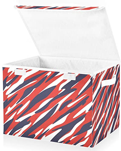 Regale Aufbewahrungskörbe mit Deckel, Aufbewahrungskörbe für Stoff, patriotisch, abstrakt, USA-Kleidung, Organizer, 30,5 x 30,5 x 40,6 cm