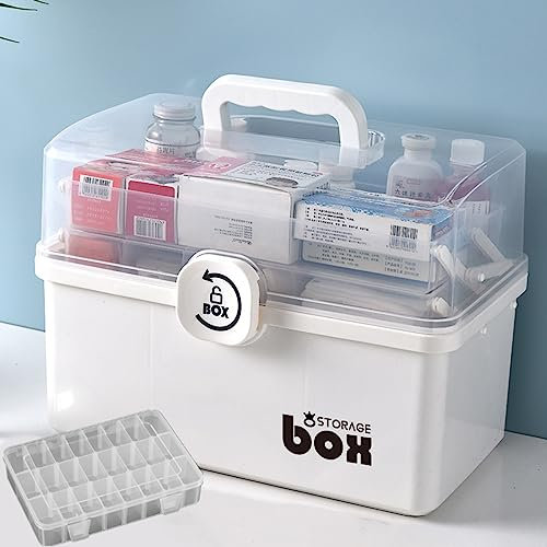 NCRGB Medikamenten Organizer,3-stöckige Apothekerschrank Hausapotheke Medizinbox,Aufbewahrungsboxen mit Deckel Groß Box Abschließbar,Koffer Organizer Für Schlafzimmer,Büro,Außenbereich