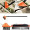 Weed Remover Tool Wire Brush Scraper Set Broom Twin Heads Set 3 in 1 Extendable Telescopic Handle Paving Garden Patio Cleaner Remove Weed & Moss from Block Path Patio and Driveway (Orange/Black)