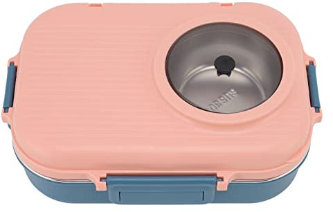 TOPINCN Fiambrera Térmica 304 Tazón Palillos Estudiante con Aislamiento de Transporte Portátil para Compartimento Bento Box Fiambreras (Rosa)