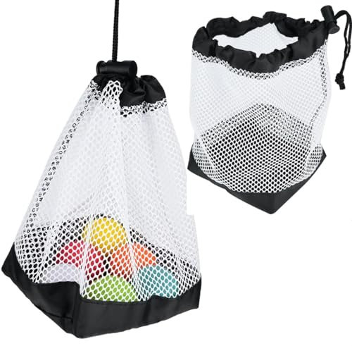 Nylonnetz Golftasche, Netzbeutel für Golfball, Golfballtasche 36 Ballsammler, Golftasche aus Nylonnetz, Doppelt, Golfballtasche Weißer, Mesh-Kordelzugtasche, Zum Aufbewahren von Golfbällen
