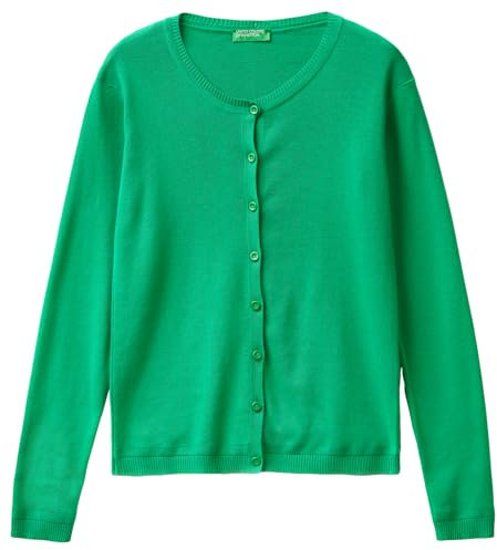 United Colors of Benetton Maglia Coreana M/L 1091D5558 Maglione Cardigan, Verde Intenso 108, L Donna