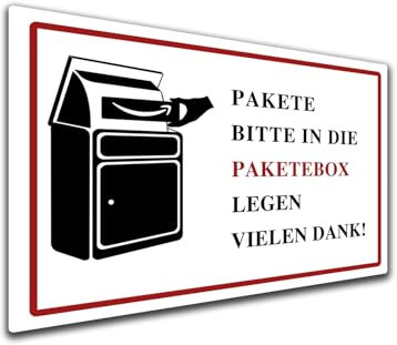 “Paktete bitte in die Paketebox legen -Paketebox Schild 20cmx30cm Zustellungsabwurfschild Rostfreies Aluminium, Wetterfest (DE Weiss 2332)