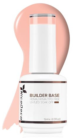 Nicedeco 8 in 1 Builder Base Strengthening Gel 15ml, UV/LED Clear Building Nail Gel in a Bottle for Hard Strong Nails Tips & Extensions, Gel Polish Nail Repair Nail Strengthen 003