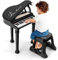 DREAMADE 31 Tasten Keyboard Kinder, E-Piano mit Hocker & Mikrofon & 3 Lehrmodi & 4 Rhythmen & Aufnahme, Elektronisches Klavier für Mädchen & Junge ab 3 Jahre (Schwarz)