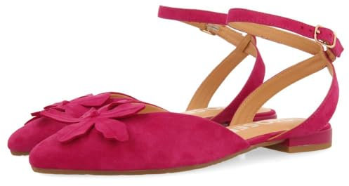 GIOSEPPO Bailarinas DE Piel Fucsia DESTALONADAS con Detalle DE Flor para Mujer Howey