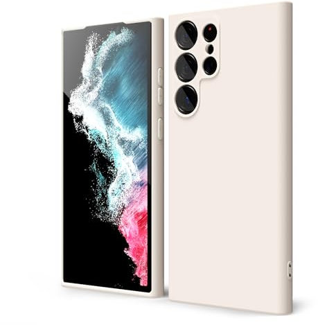 oakxco für Samsung Galaxy S22 Ultra Hülle Silikon Case mit Kameraschutz, Ultra Dünn Bunt Handyhülle Mädchen, Einfarbig Handy Hülle Slim Schutzhülle, Matt TPU Weich Gummi Silikonhülle, Beige Titan