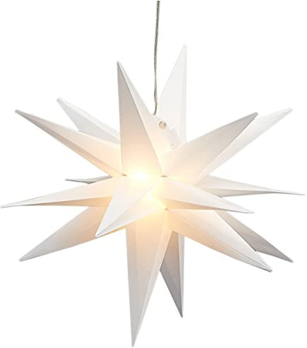 3D Leuchtstern inkl. warm-weißer LED Beleuchtung | Weihnachtsstern Advent Stern Deko beleuchtet | für Innen und Außen geeignet | mit Timerfunktion | 15 LEDs | Ø35cm (Weiß)