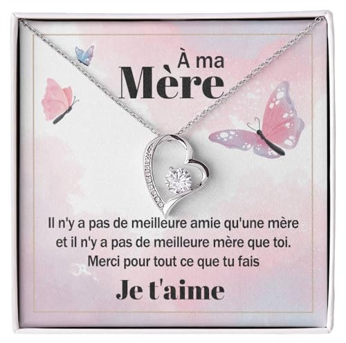 Collier pour femme à ma Maman Argent Idées cadeaux pour elle pour la fête des mères, anniversaire ou Noël - Coffret avec dédicace comprise (Argent - À ma Mère)