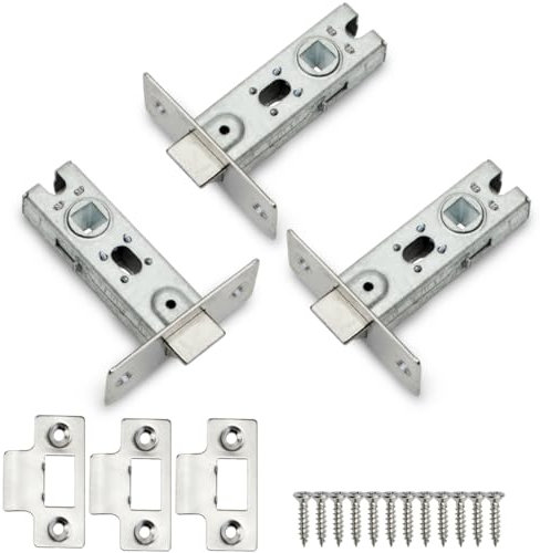 Bwintech 3 Pcs 75mm Steel Satin Nickel Tubular Latch, Premium Mortice Latch, for use with Sprung Lever Door Handles