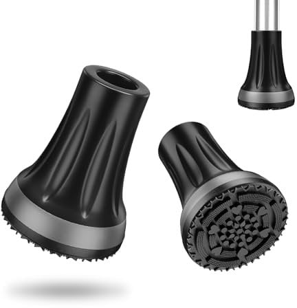 supregear Krücken Gummi 19 mm (x2 stück), Anti-Rutsch Gehstock Gummipuffer, Alle Gelände Extreme Grip Gummipuffer Krücken Walkingstöcke, Fußkappe für Stöcke und Spazierstöcke, Schwarz+Grau