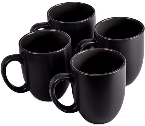 Dinnerware Set - Ceramic Amalfi Kitchen Dinner Sets (Black, 4 Piece Mug Set)