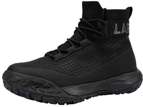 LARNMERN Safety Trainers Men Comfortable Work Boots Breathable(Black 21003,8UK)