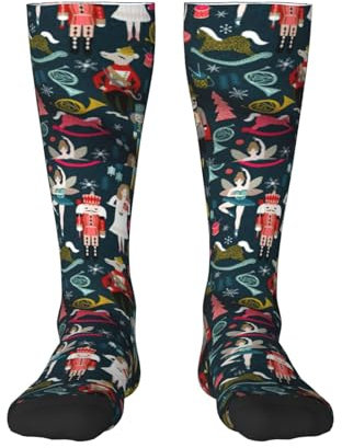 Women's Nutcracker Ballet Xmas Dance Funny Socks for Unisex for Men&Women, Fun Casual Dress Socks,Winter Warm Socks, 1 Black, One size