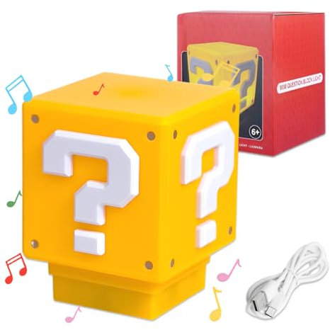 Ycaaeo Fragezeichen Lampe, Anime 3D Light Night Lights, Game Würfel Lampe mit Sound, Anime Block LAmpe, Fragezeichen Lamp Geschenk, für Schlafzimmer, Wohnzimmer, Kinder und Fans