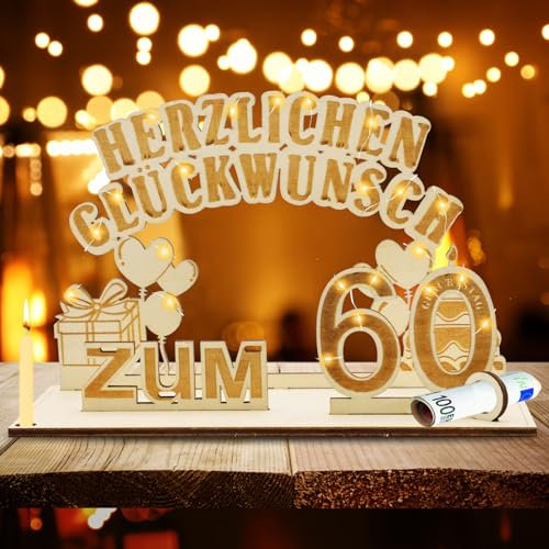 SPERMUOY Geldgeschenke 60 Geburtstag Deko Männer Frauen,Geldgeschenke 60 Geburtstag Deko,Geschenke zum 60 Geburtstag, 60 Geburtstag Deko Geburtstag Jubiläum Geldgeschenke für Familie Freunde