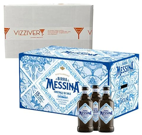 Generico Birra Messina Cristalli di Sale - Birra Siciliana - con Sale dai Mari di Sicilia - Cassa da 24 Bottiglie da 33cl - 4,7% Vol.
