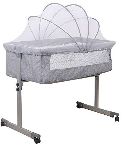 Kedia Babybetten mit Moskitonetz, Baby Beistellbett mit Rollen, Reisebett Baby, Baby-Spielbett, Tragbares Kinderreisebett (96 * 57 * 77cm)