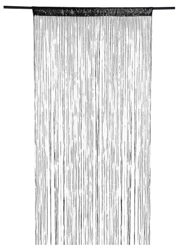 Beaded Door Curtains 39x79'' Door String Curtains Shiny Hanging Door Beads Curtain Decorative Wall Panel Fringe Window Room Divider Blind for Wedding Doorway Curtains Black,Beaded Door Curtain