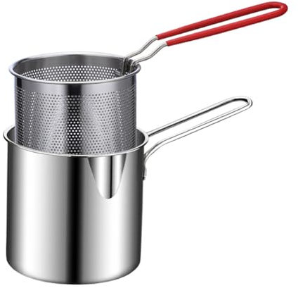 KK-GGL Home Deep Fryer Kit, Multifunctional Pasta Pot, Mini American French Fries Fryer, Outdoor Camping Portable Frying Pot, Comes with Drain Basket, Kitchen Gadgets