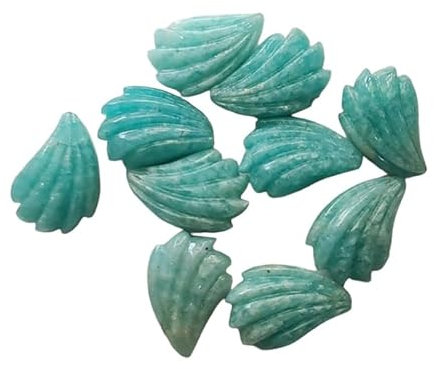 Gems For Jewels Amazonit-Cabochons, handgeschnitzt, 18 mm, seltener natürlicher Amazonit-Edelstein, lose Schnitzerei für Schmuck (2 bis 4 Stück)-ADG516, 4 Stück