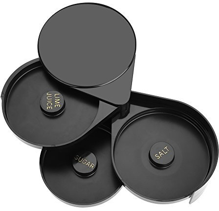 TOWEBOORY 3-Tier Glass Rimmer, Margarita Salter, Black, Acrylic ABS, 160ml, 20cm x 7.2cm