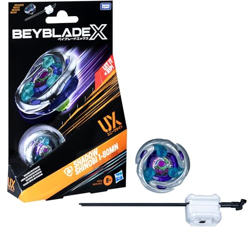Beyblade X Shadow Shinobi 1-80MN UX Starter Pack Set mit Defense Type Top und Launcher; Authentic Takara Tomy Battle Tops Spiele/Spielzeug für Jungen und Mädchen ab 8 Jahren