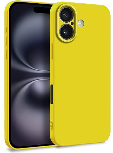 MyGadget Hülle für iPhone 16 - Zweilagige Handyhülle mit Kameraschutz - Cover mit Innenfutter & Silikon außen - Gelb
